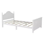 Marco de Cama Doble, Base de Cama de Madera con Cabecero y Piecero, Barandillas de Seguridad Perimetrales