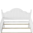 Marco de Cama Doble, Base de Cama de Madera con Cabecero y Piecero, Barandillas de Seguridad Perimetrales