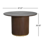 Mesa de comedor moderna con sillas tapizadas de madera de caucho