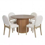 Mesa de comedor moderna con sillas tapizadas de madera de caucho