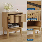 Mesitas de Noche Bohemias con Cajón a Rayas y Estante Abierto, Mesita Auxiliar de Madera Compacta para Dormitorio, Mesita Auxiliar para Espacios Pequeños en Dormitorio y Sala de Estar