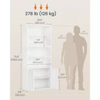 Estantería alta, montaje súper rápido sin herramientas, librería de 6 niveles de pie con estantes y puerta ajustables, blanco nieve