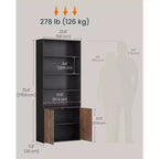 Estantería alta, montaje súper rápido sin herramientas, librería de 6 niveles de pie con estantes y puerta ajustables, blanco nieve