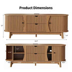 Mueble de TV Moderno de Mediados de Siglo de 63 pulgadas con Tomacorriente - Centro de Entretenimiento de Nogal con 2 Cajones y Estantes Ajustables