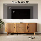 Mueble de TV Moderno de Mediados de Siglo de 63 pulgadas con Tomacorriente - Centro de Entretenimiento de Nogal con 2 Cajones y Estantes Ajustables