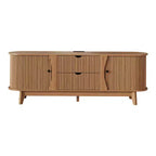 Mueble de TV Moderno de Mediados de Siglo de 63 pulgadas con Tomacorriente - Centro de Entretenimiento de Nogal con 2 Cajones y Estantes Ajustables