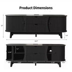 Mueble de TV Moderno de Mediados de Siglo de 63 pulgadas con Tomacorriente - Centro de Entretenimiento de Nogal con 2 Cajones y Estantes Ajustables