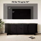 Mueble de TV Moderno de Mediados de Siglo de 63 pulgadas con Tomacorriente - Centro de Entretenimiento de Nogal con 2 Cajones y Estantes Ajustables