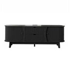 Mueble de TV Moderno de Mediados de Siglo de 63 pulgadas con Tomacorriente - Centro de Entretenimiento de Nogal con 2 Cajones y Estantes Ajustables