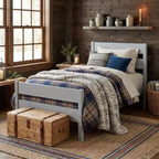 Base de cama individual con cabecero de listones horizontales, sin necesidad de somier, cama de madera para dormitorio infantil