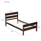 Base de cama individual con cabecero de listones horizontales, sin necesidad de somier, cama de madera para dormitorio infantil