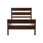 Base de cama individual con cabecero de listones horizontales, sin necesidad de somier, cama de madera para dormitorio infantil