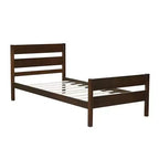 Base de cama individual con cabecero de listones horizontales, sin necesidad de somier, cama de madera para dormitorio infantil