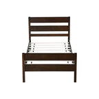 Base de cama individual con cabecero de listones horizontales, sin necesidad de somier, cama de madera para dormitorio infantil