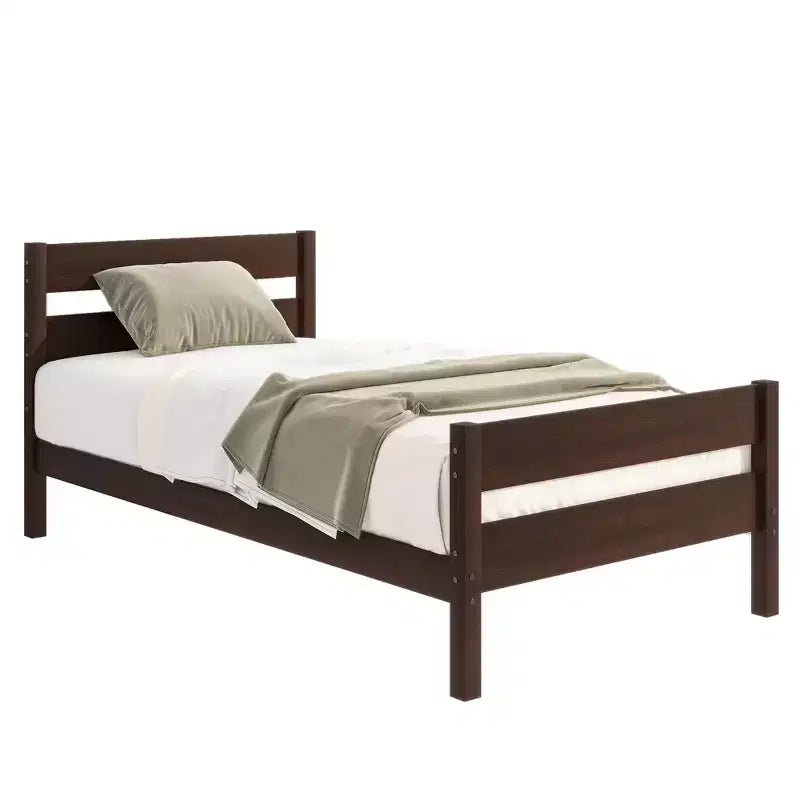 Base de cama individual con cabecero de listones horizontales, sin necesidad de somier, cama de madera para dormitorio infantil