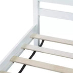 Base de cama individual con cabecero de listones horizontales, sin necesidad de somier, cama de madera para dormitorio infantil