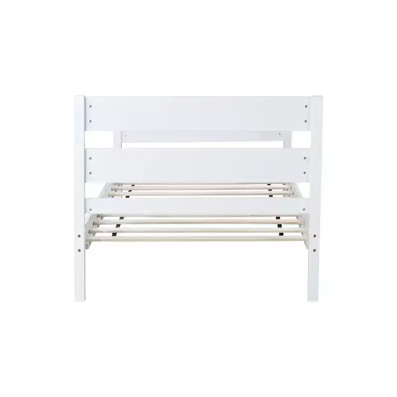 Base de cama individual con cabecero de listones horizontales, sin necesidad de somier, cama de madera para dormitorio infantil