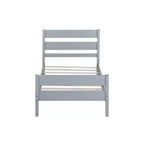 Base de cama individual con cabecero de listones horizontales, sin necesidad de somier, cama de madera para dormitorio infantil