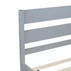 Base de cama individual con cabecero de listones horizontales, sin necesidad de somier, cama de madera para dormitorio infantil