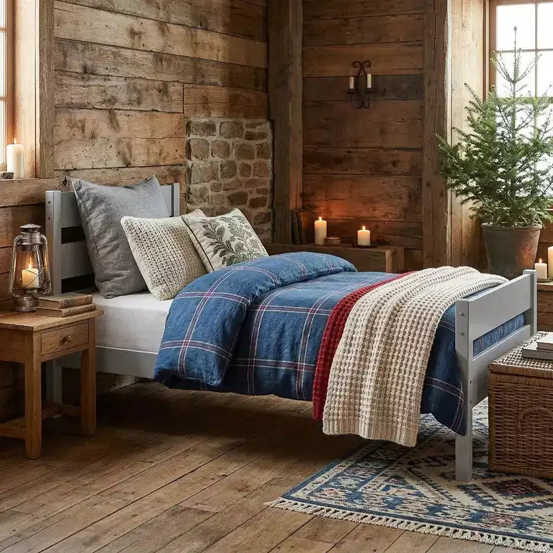Base de cama individual con cabecero de listones horizontales, sin necesidad de somier, cama de madera para dormitorio infantil