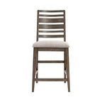 Taburetes de barra de altura de mostrador de 24" Kauai con respaldo de escalera y cojín de asiento, mango cepillado