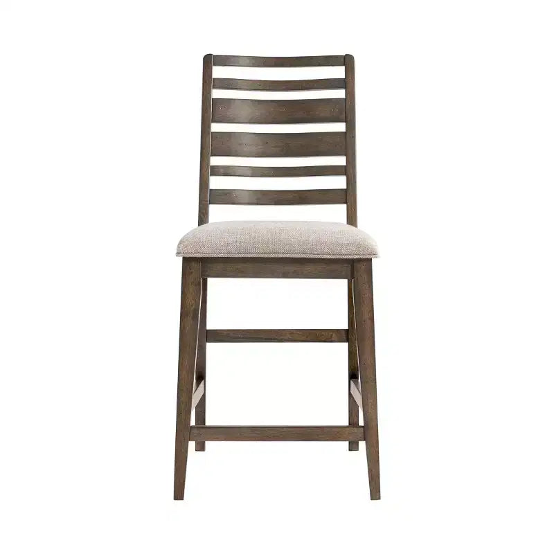 Taburetes de barra de altura de mostrador de 24" Kauai con respaldo de escalera y cojín de asiento, mango cepillado