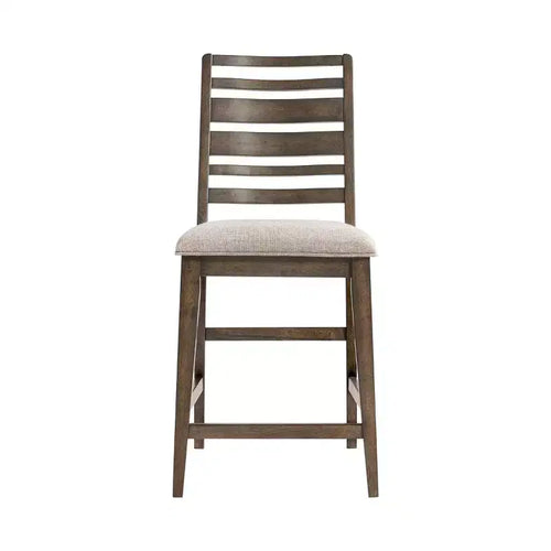 Taburetes de barra de altura de mostrador de 24" Kauai con respaldo de escalera y cojín de asiento, mango cepillado