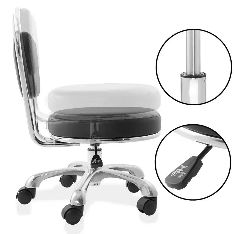 Taburete hidráulico giratorio para salón con respaldo - Silla giratoria ajustable para spa u oficina médica