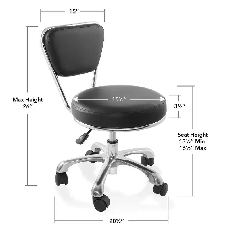 Taburete hidráulico giratorio para salón con respaldo - Silla giratoria ajustable para spa u oficina médica